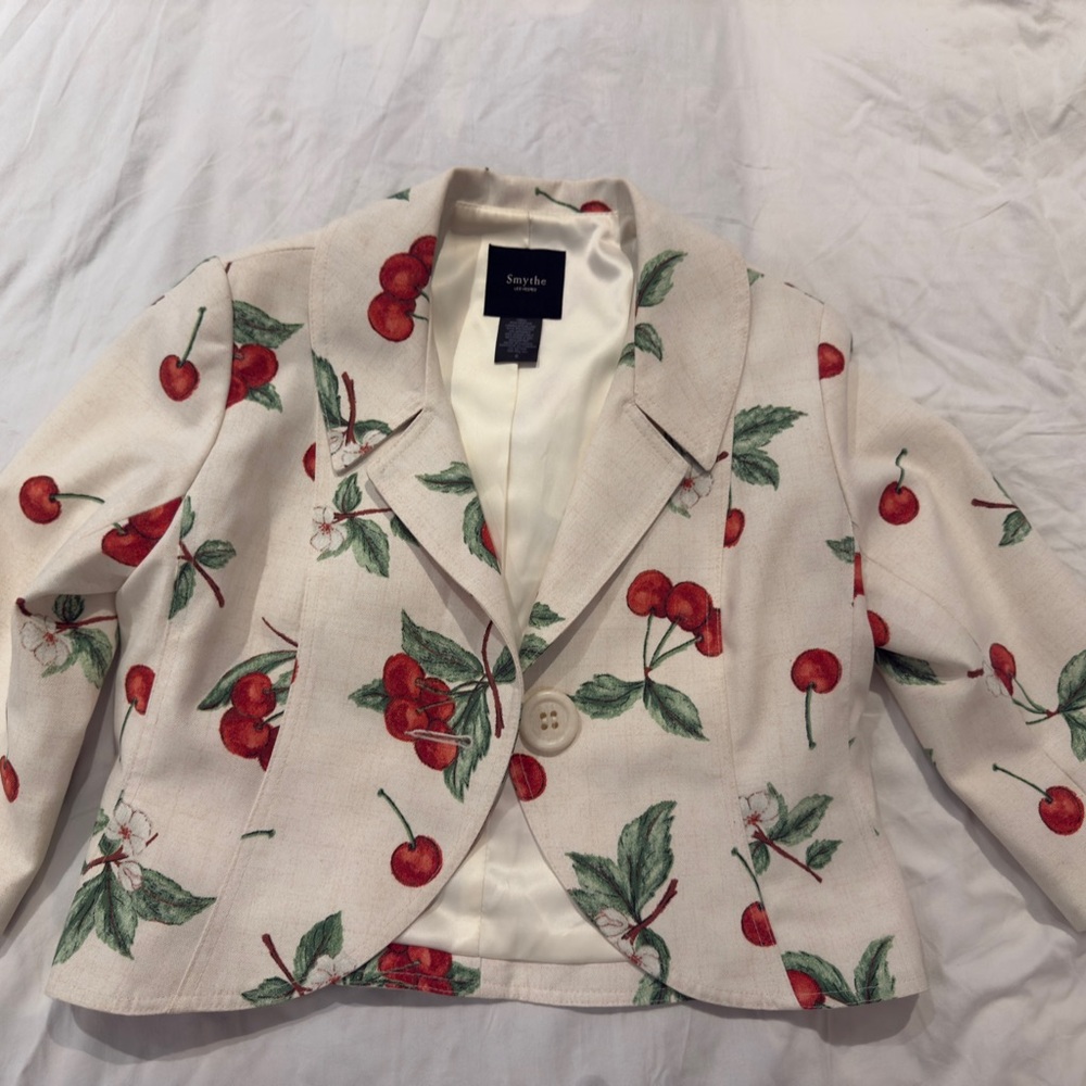 Smythe Cream Cherry Print Blazer